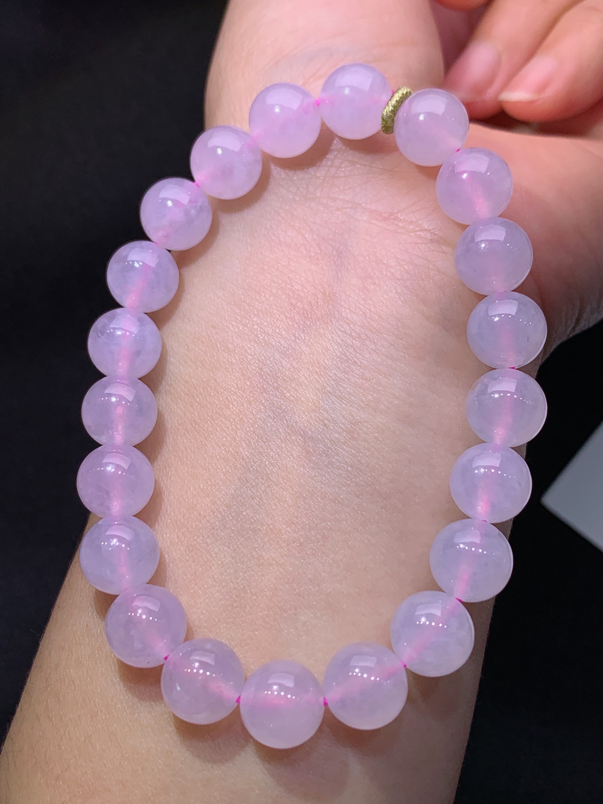 紫罗兰圆珠手串，手链，冰润鲜艳，玉质细腻，种水足 Be 直径9.1