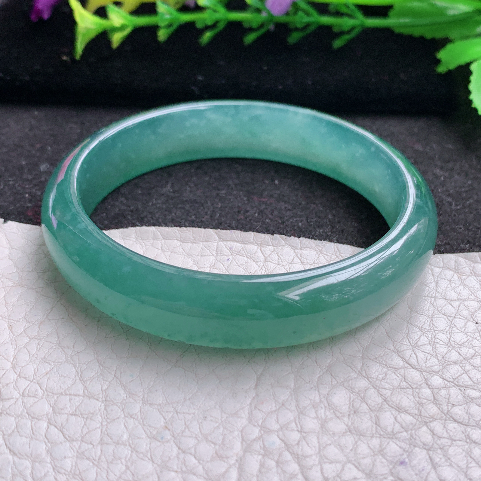 ll实拍55*12.3*7平安镯 天然翡翠A货玉手镯冰蓝气质宽边玉手环