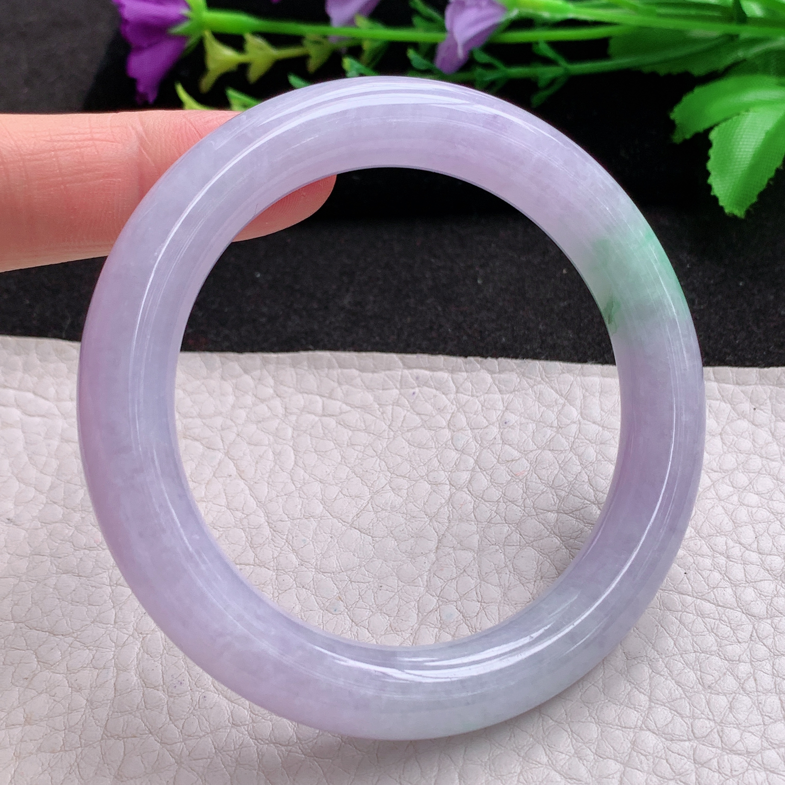 ss甜美款56.5*10.8*10.3美人镯 天然缅甸翡翠A货玉手镯春带彩圆条玉手环