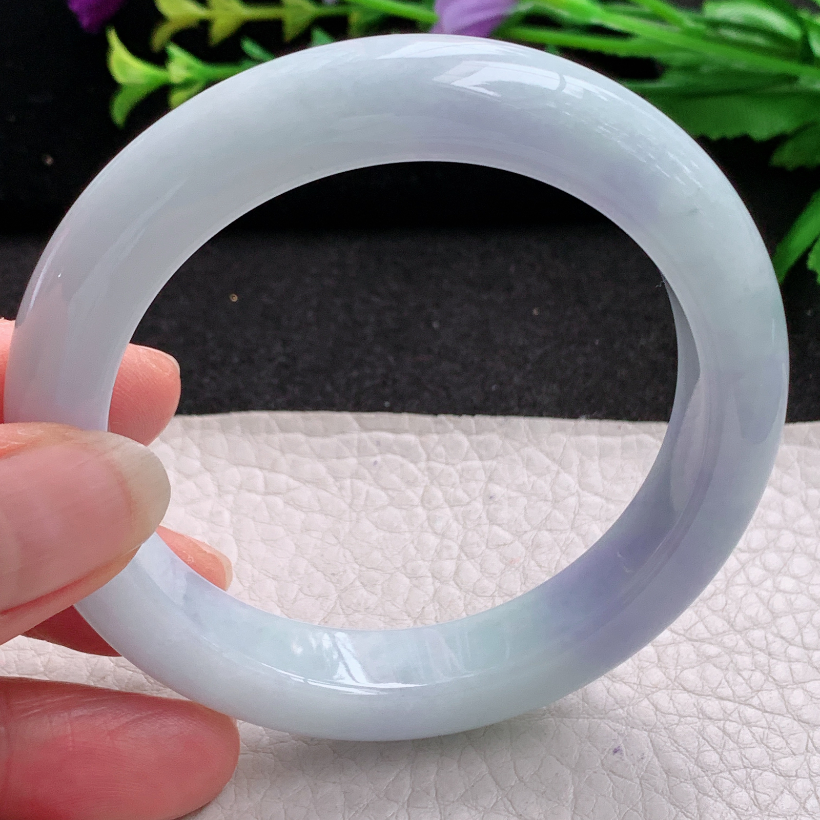 pp实拍55.5*11.6*9.3平安镯 特色天然缅甸翡翠A货玉手镯冰紫宽边玉手环