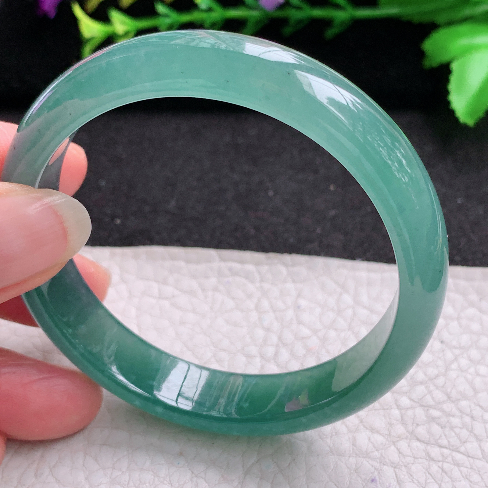 ll实拍55*12.3*7平安镯 天然翡翠A货玉手镯冰蓝气质宽边玉手环