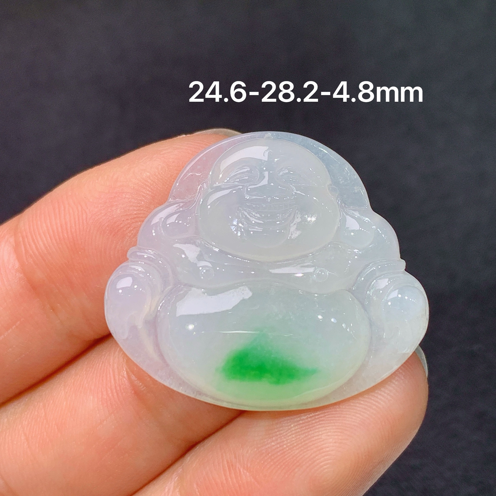 冰飘绿笑佛，冰润细腻，品相好，种水足，001 尺寸24.6*28.2*4.8