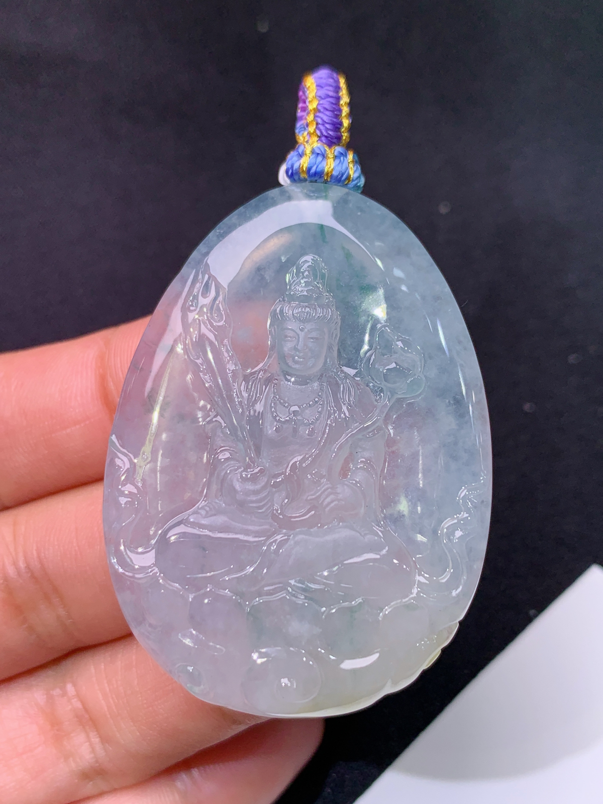 冰种飘花虚空藏，厚装种老，冰润细腻，种水足，J34 尺寸49.3*36.5*7.8