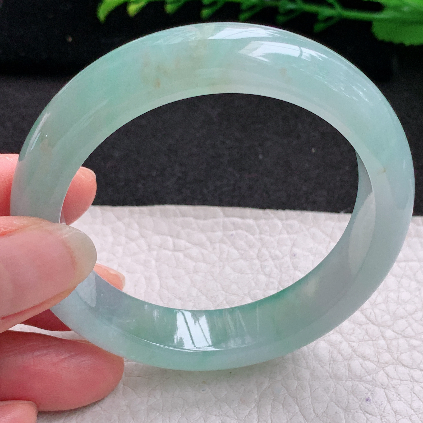 ax实拍53.5*12.6*8.2平安镯 天然缅甸翡翠A货玉手镯冰晴宽边玉手环