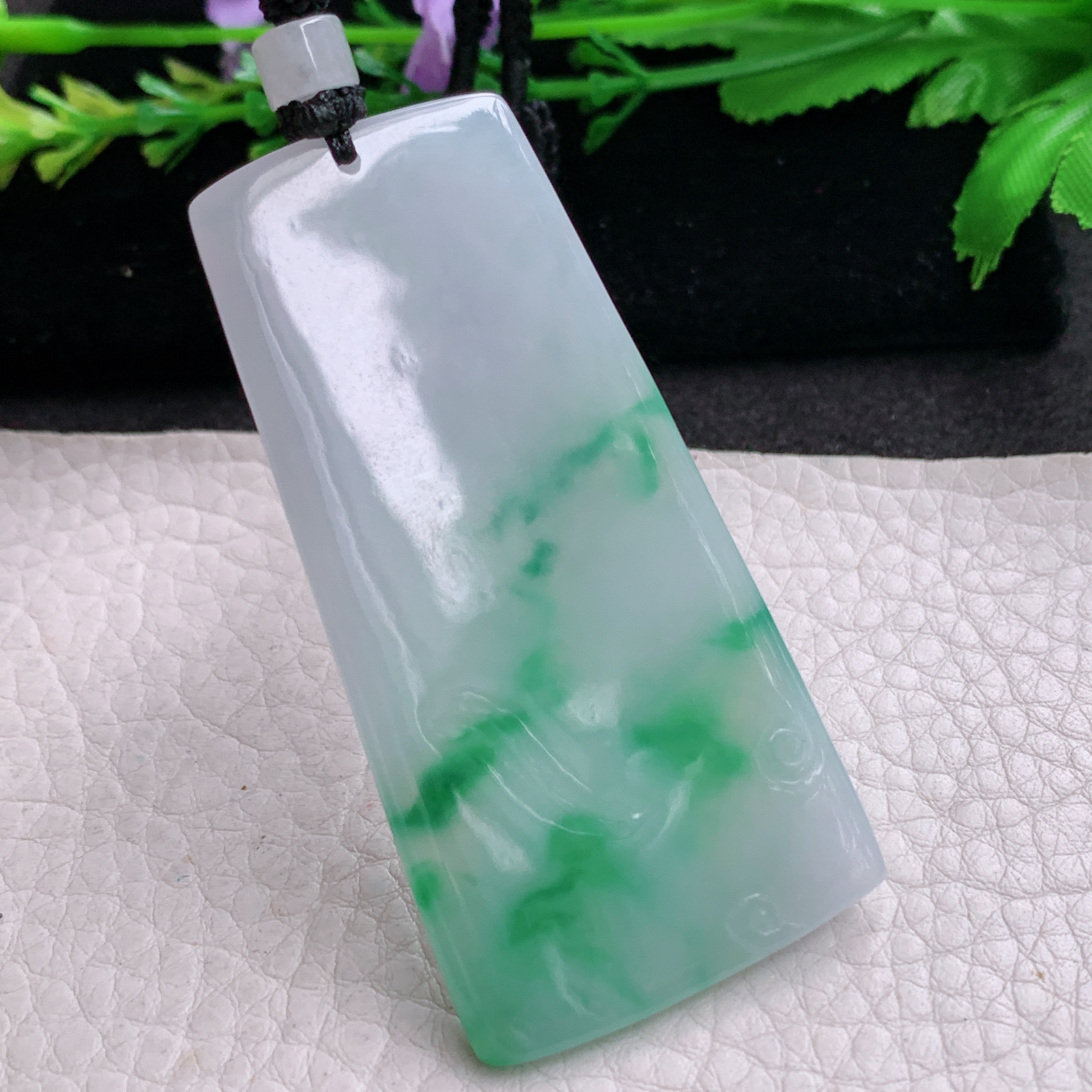 csy实拍62.3*31*5.2缅甸翡翠a货精雕飘绿赐福观音 玉观音玉吊坠 玉挂坠