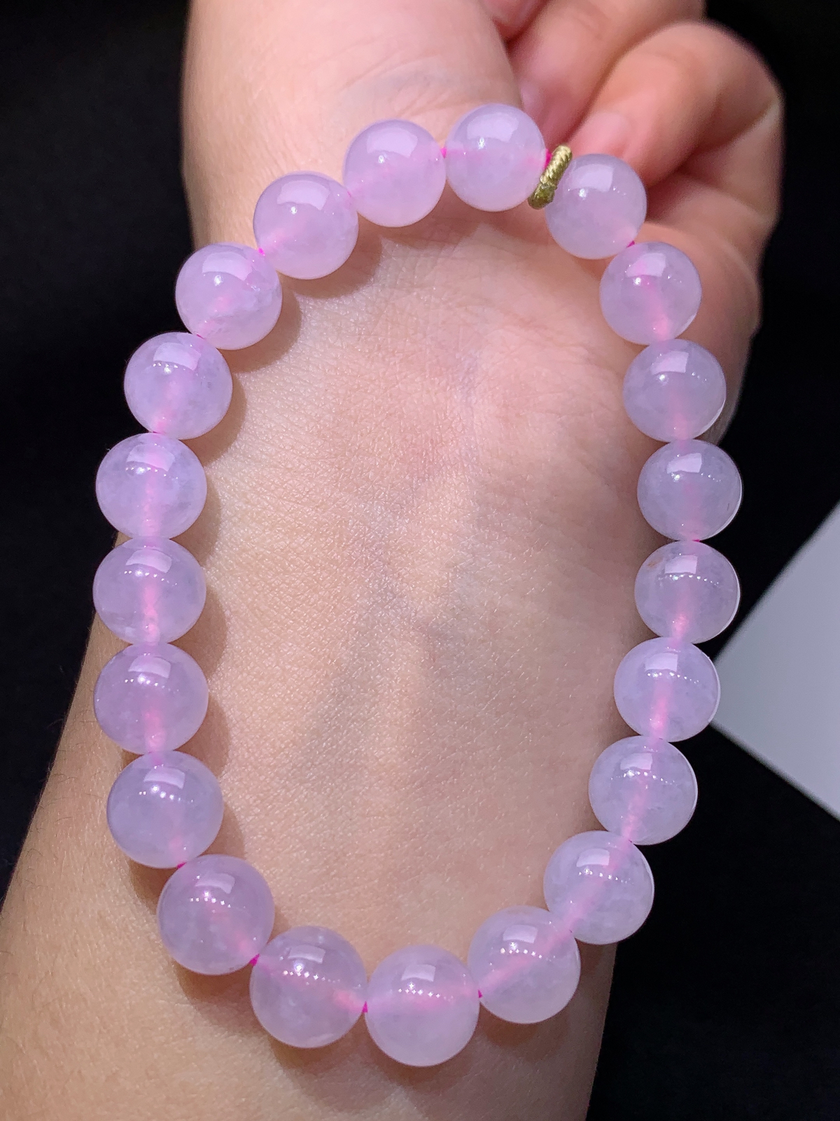 紫罗兰圆珠手串，手链，冰润鲜艳，玉质细腻，种水足 Be 直径9.1