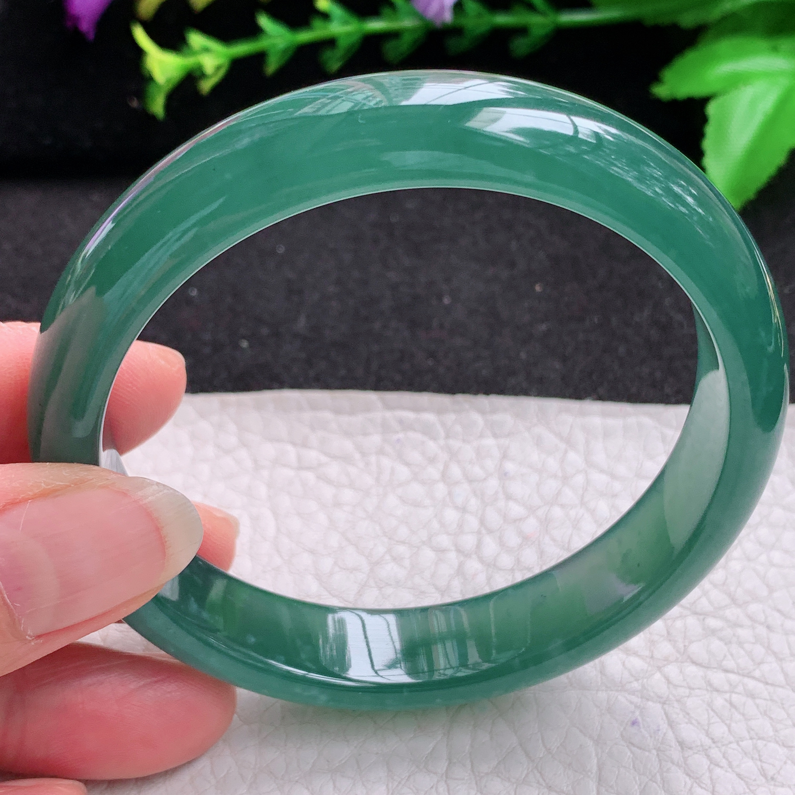 ll大圈口60.5*12.8*7.5平安镯 天然翡翠A货玉手镯冰蓝宽边玉手环