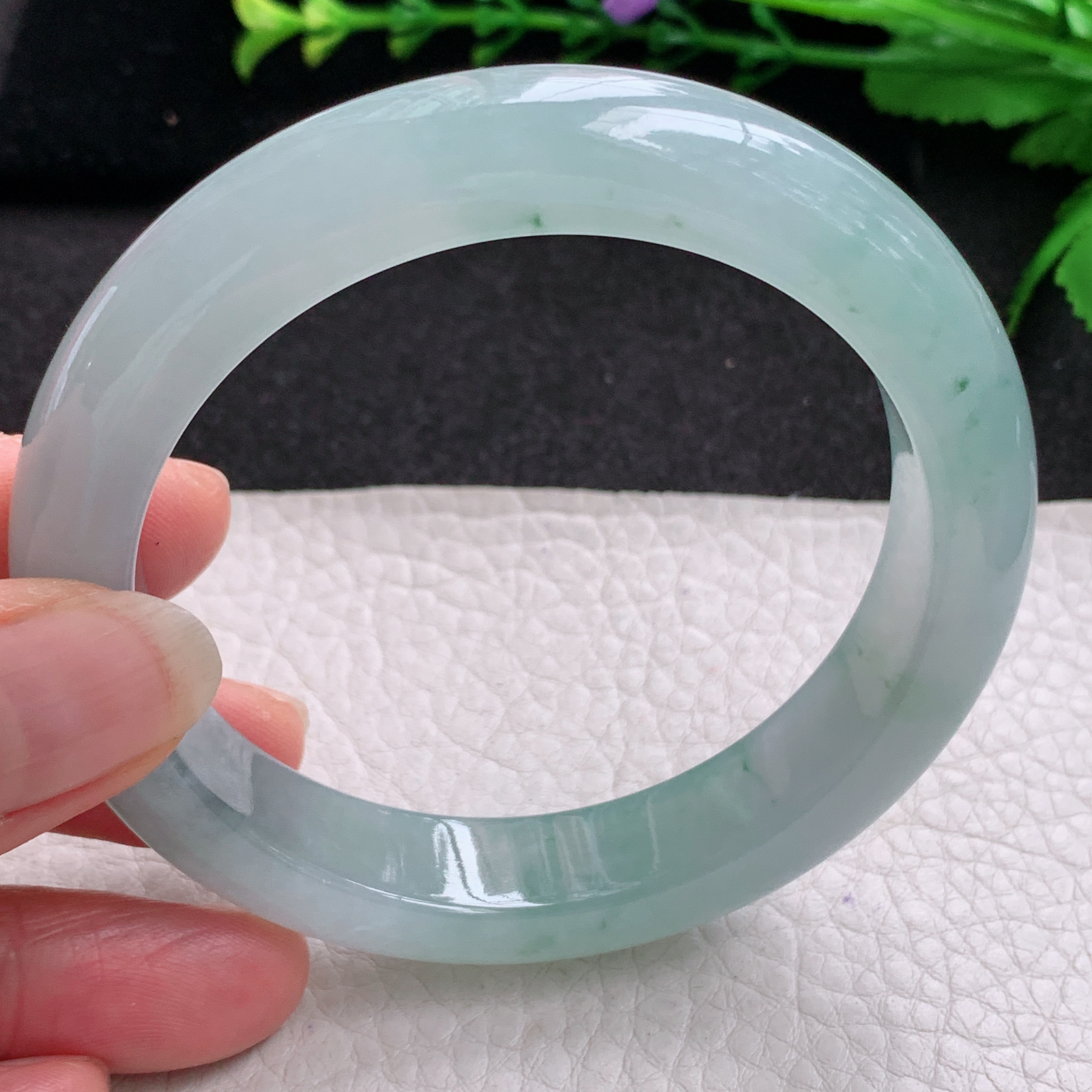 ax实拍58.5*12.6*9.2平安镯 天然缅甸翡翠A货玉手镯冰飘花宽边玉手环