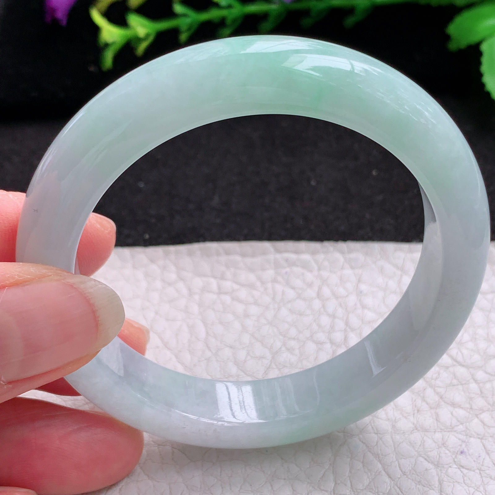 r实拍53*11.8*8.2平安镯 天然缅甸翡翠A货玉手镯飘绿清新宽边玉手环