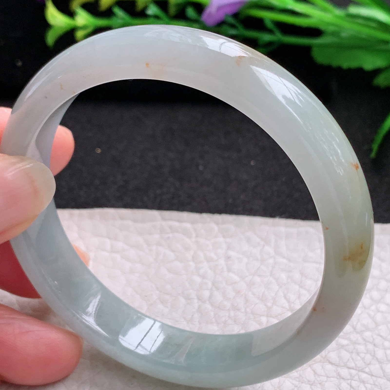 pp实拍56*12.2*7招财镯 特色天然缅甸翡翠A货玉手镯冰飘红翡宽边玉手环