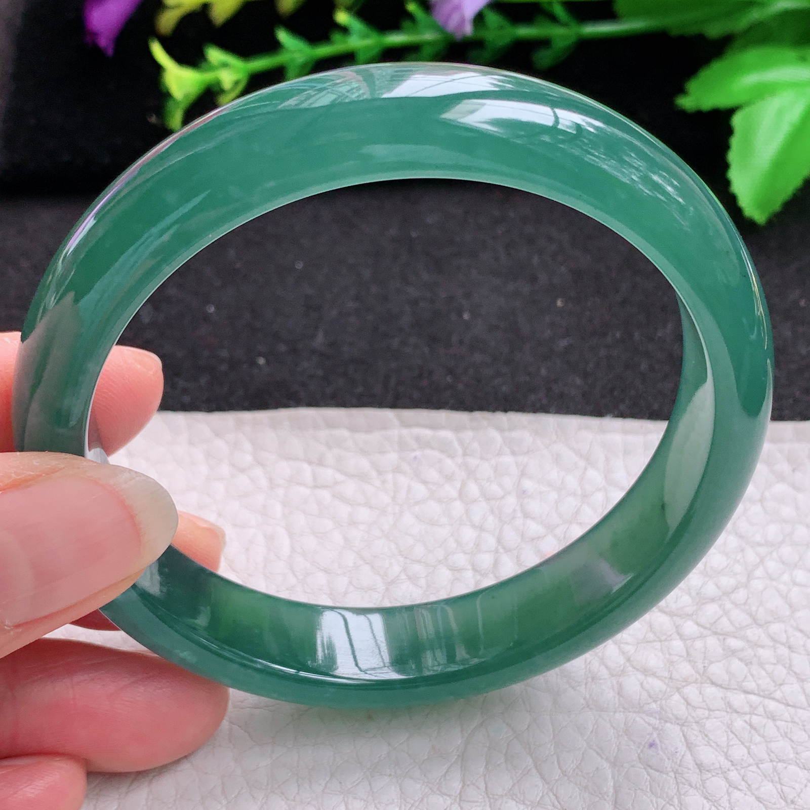 ll大圈口60.5*12.8*7.5平安镯 天然翡翠A货玉手镯冰蓝宽边玉手环