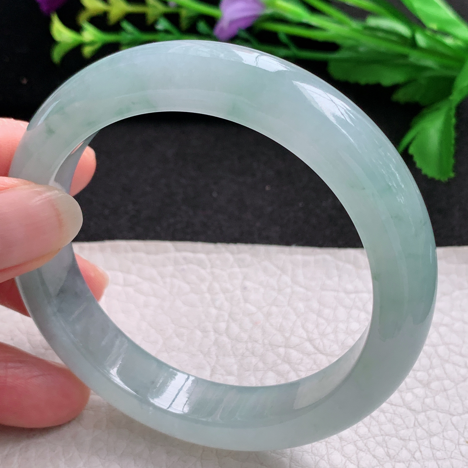 ax实拍58.5*12.6*9.2平安镯 天然缅甸翡翠A货玉手镯冰飘花宽边玉手环