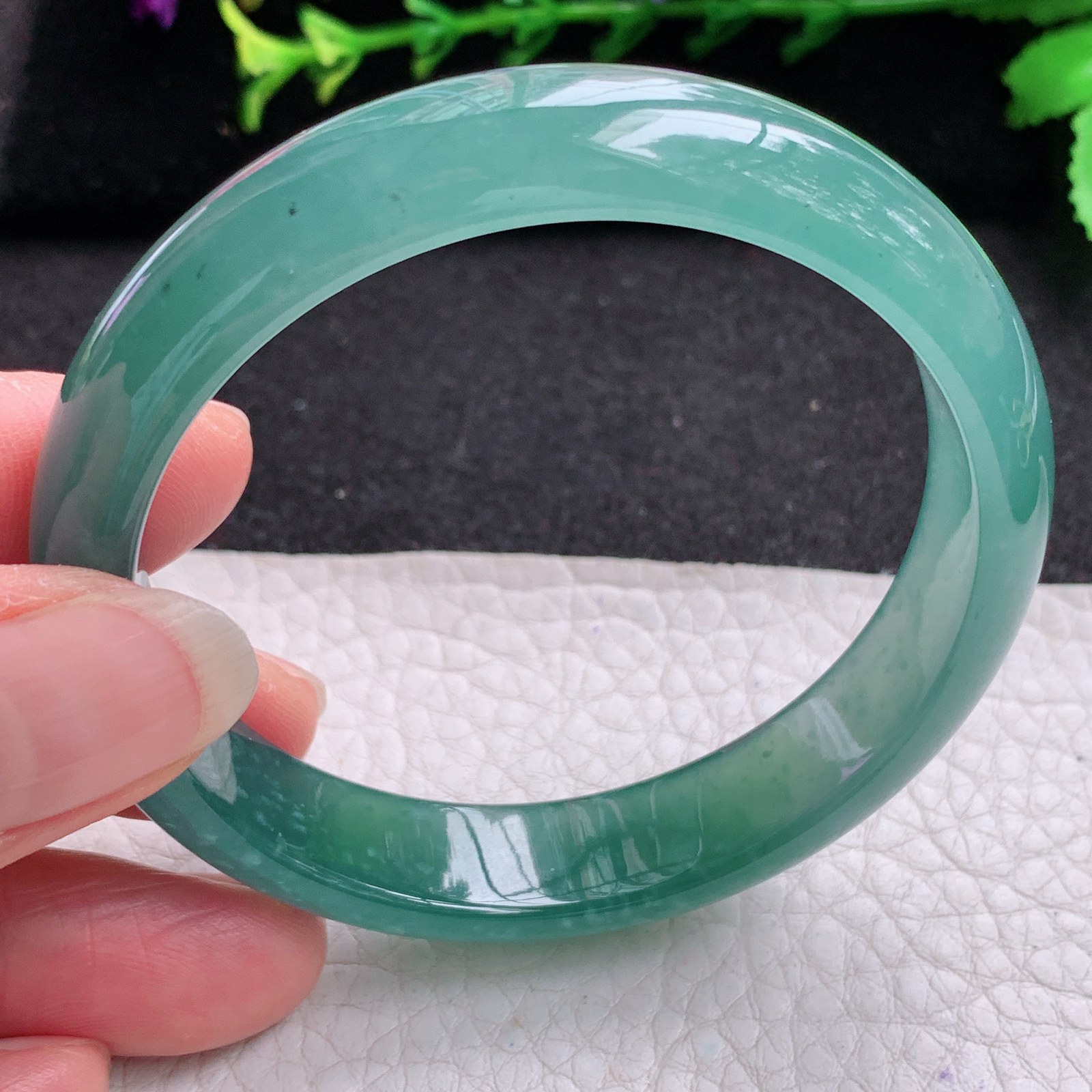 ll实拍55*12.3*7平安镯 天然翡翠A货玉手镯冰蓝气质宽边玉手环