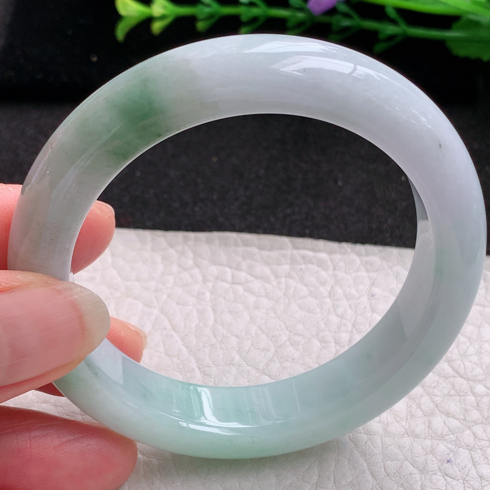 yw实拍53.5*12.5*9平安镯 天然缅甸翡翠A货玉手镯飘花宽边玉手环