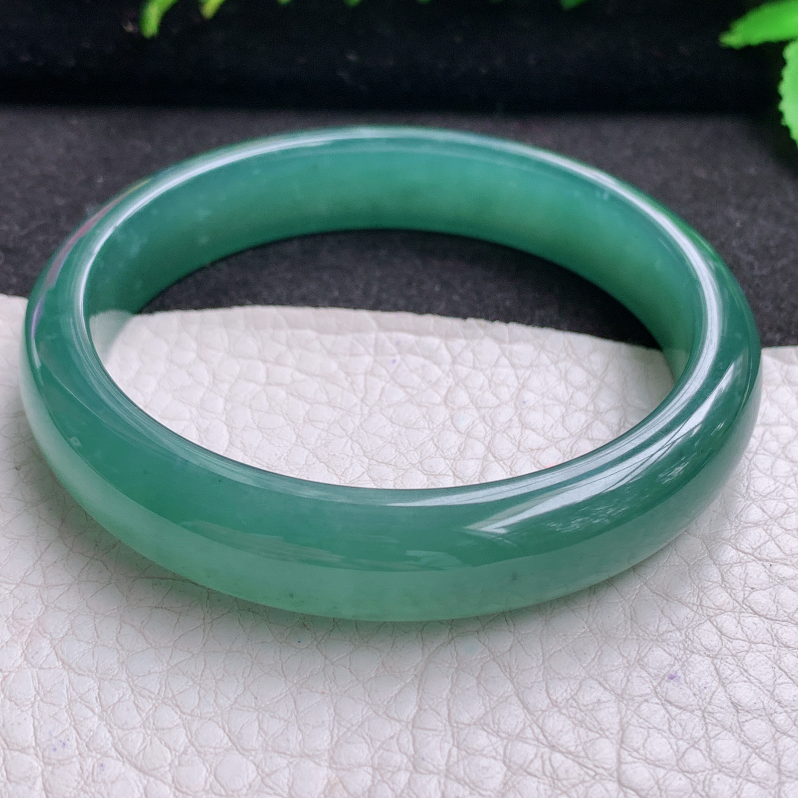 ll大圈口60.5*12.8*7.5平安镯 天然翡翠A货玉手镯冰蓝宽边玉手环