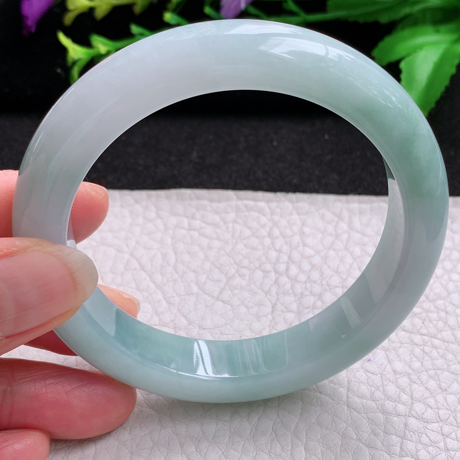 Ss实拍57.8*12.5*9平安镯 天然缅甸翡翠A货玉手镯胶感清新宽边玉手环