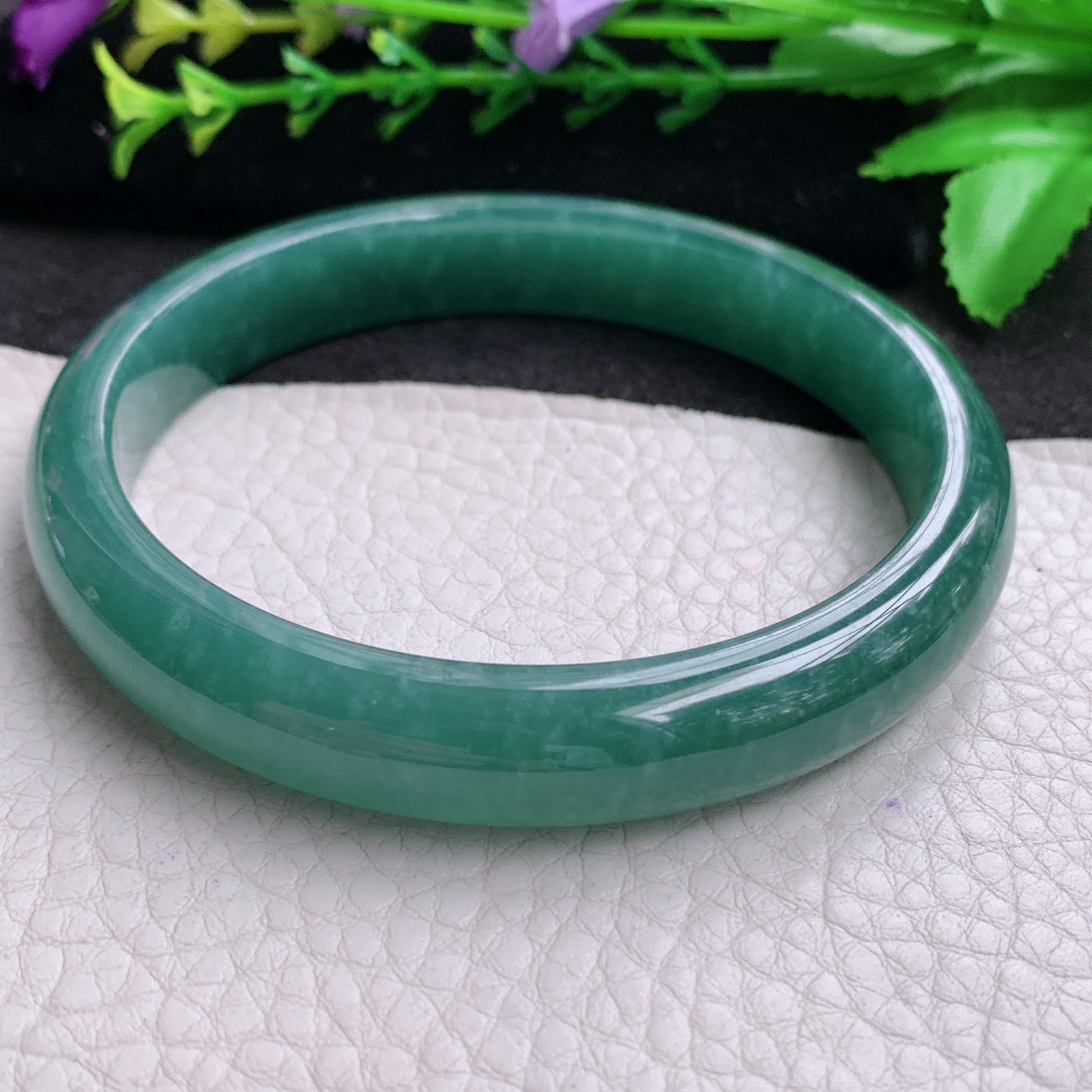 ss大圈口66.5*12*8平安镯 天然翡翠A货玉手镯蓝韵宽边玉手环