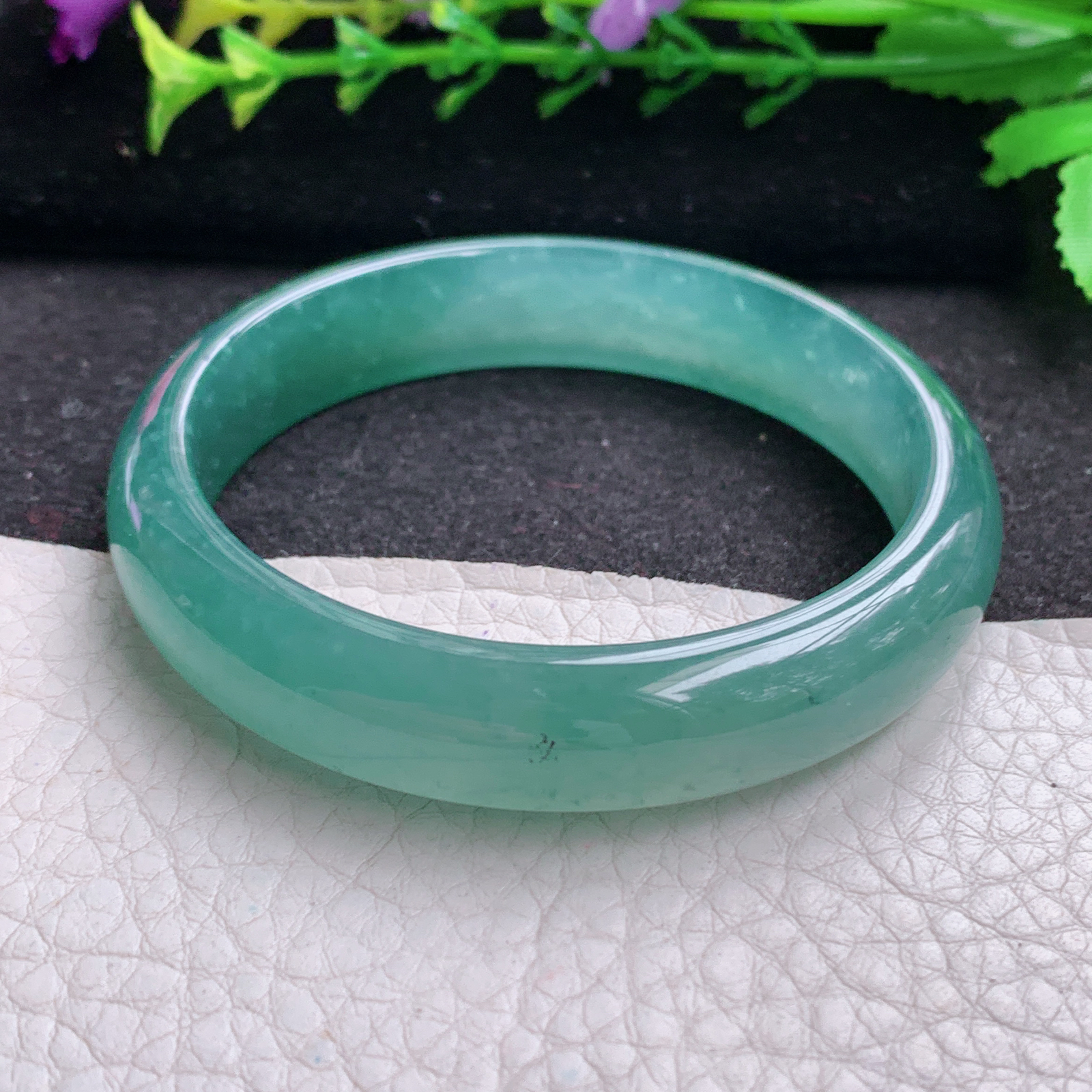 ll实拍55*12.3*7平安镯 天然翡翠A货玉手镯冰蓝气质宽边玉手环