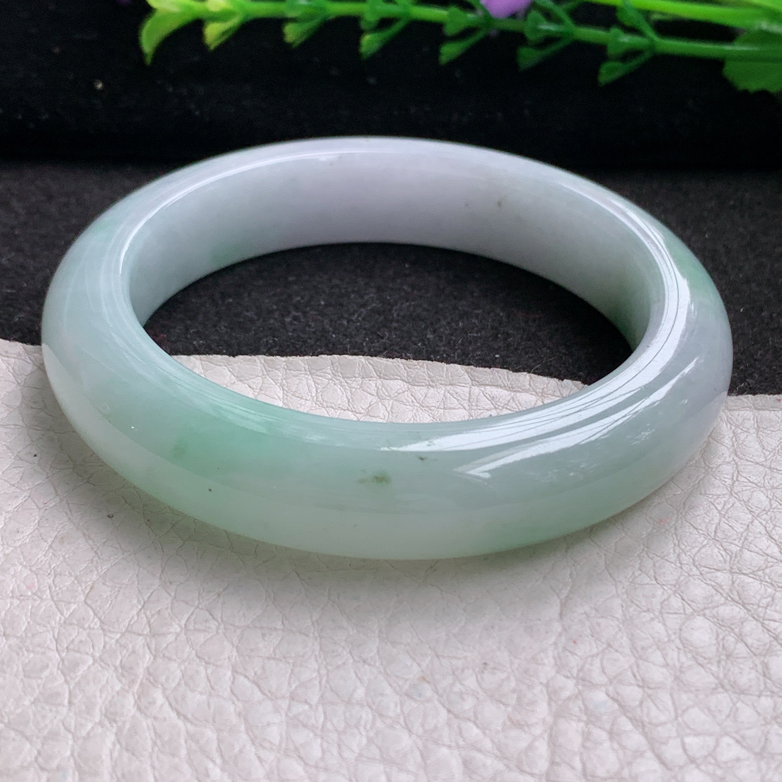 yw实拍53.5*12.5*9平安镯 天然缅甸翡翠A货玉手镯飘花宽边玉手环