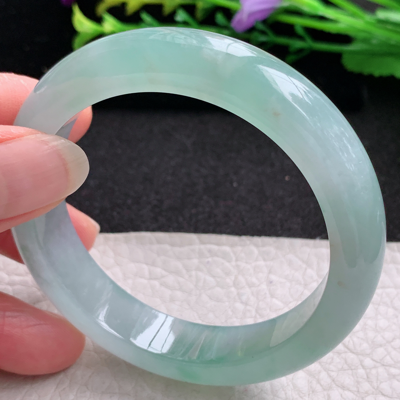 ax实拍53.5*12.6*8.2平安镯 天然缅甸翡翠A货玉手镯冰晴宽边玉手环