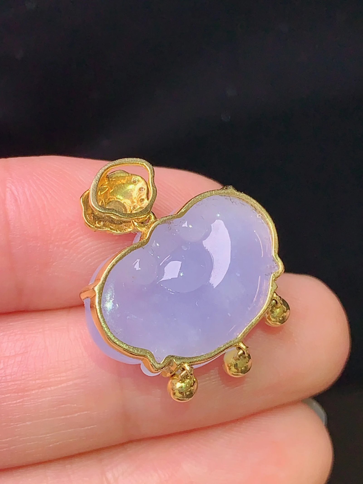 18k金钻镶嵌紫罗兰如意吊坠 玉质细腻 色泽艳丽 Z1整体尺寸23.8*19.6*8.8