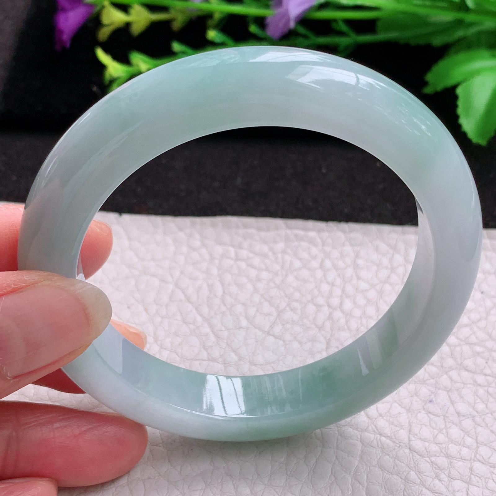 Ss实拍57.8*12.5*9平安镯 天然缅甸翡翠A货玉手镯胶感清新宽边玉手环