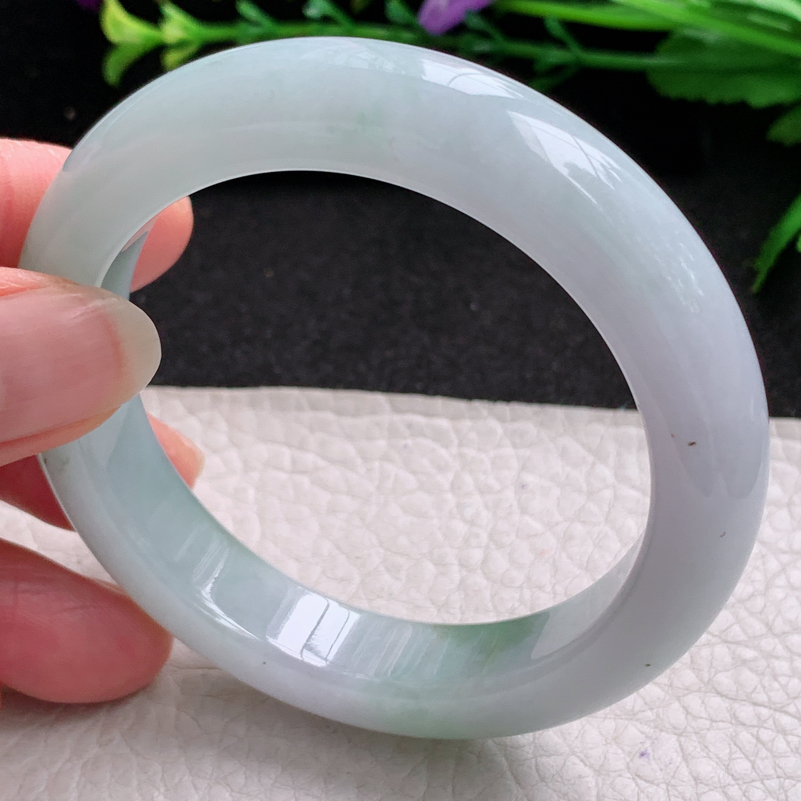 yw实拍53.5*12.5*9平安镯 天然缅甸翡翠A货玉手镯飘花宽边玉手环