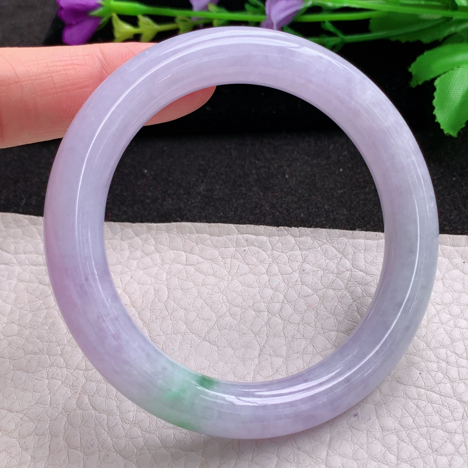 ss甜美款56.5*10.8*10.3美人镯 天然缅甸翡翠A货玉手镯春带彩圆条玉手环