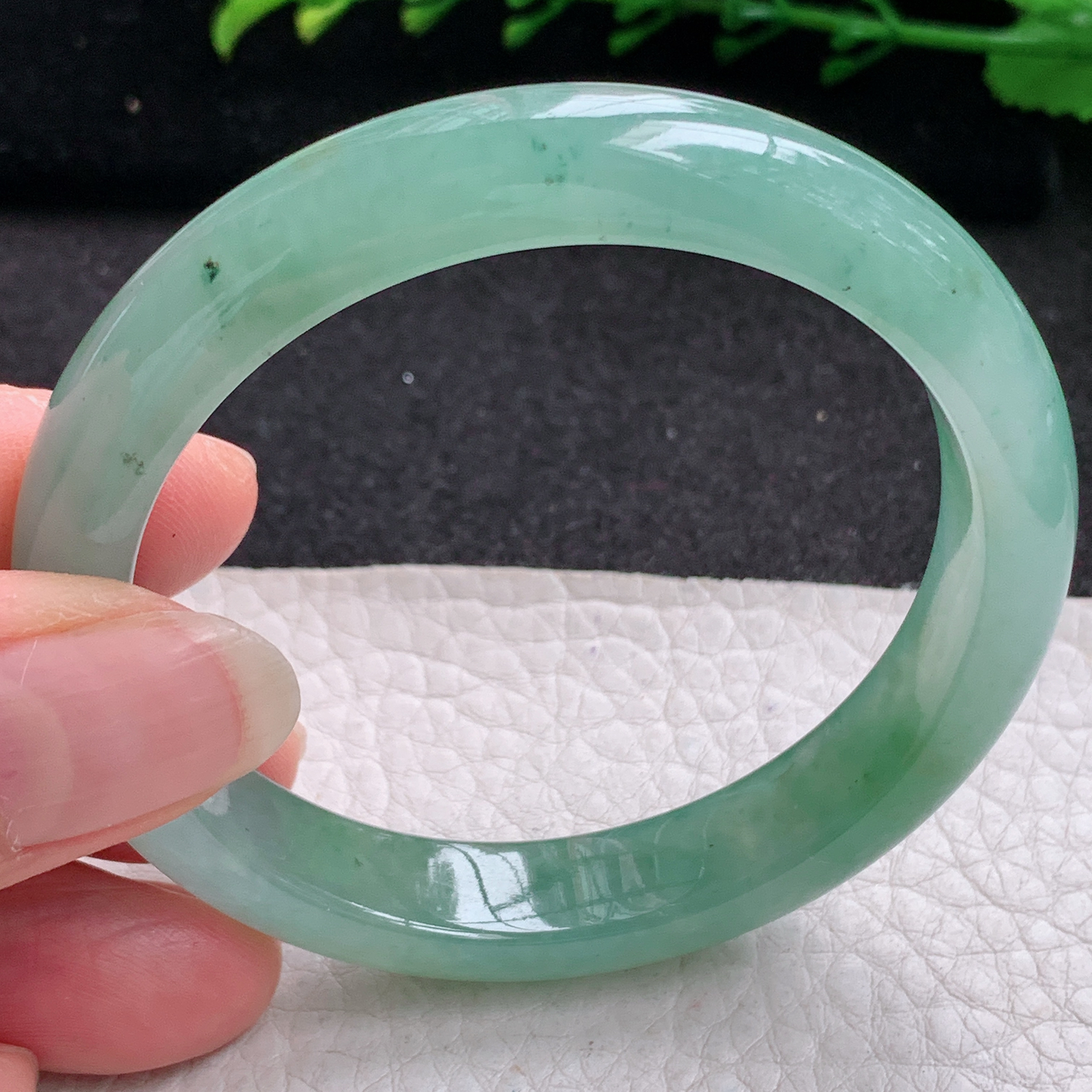 ax实拍53*10.5*7.4平安镯 天然缅甸翡翠A货玉手镯冰绿宽边玉手环