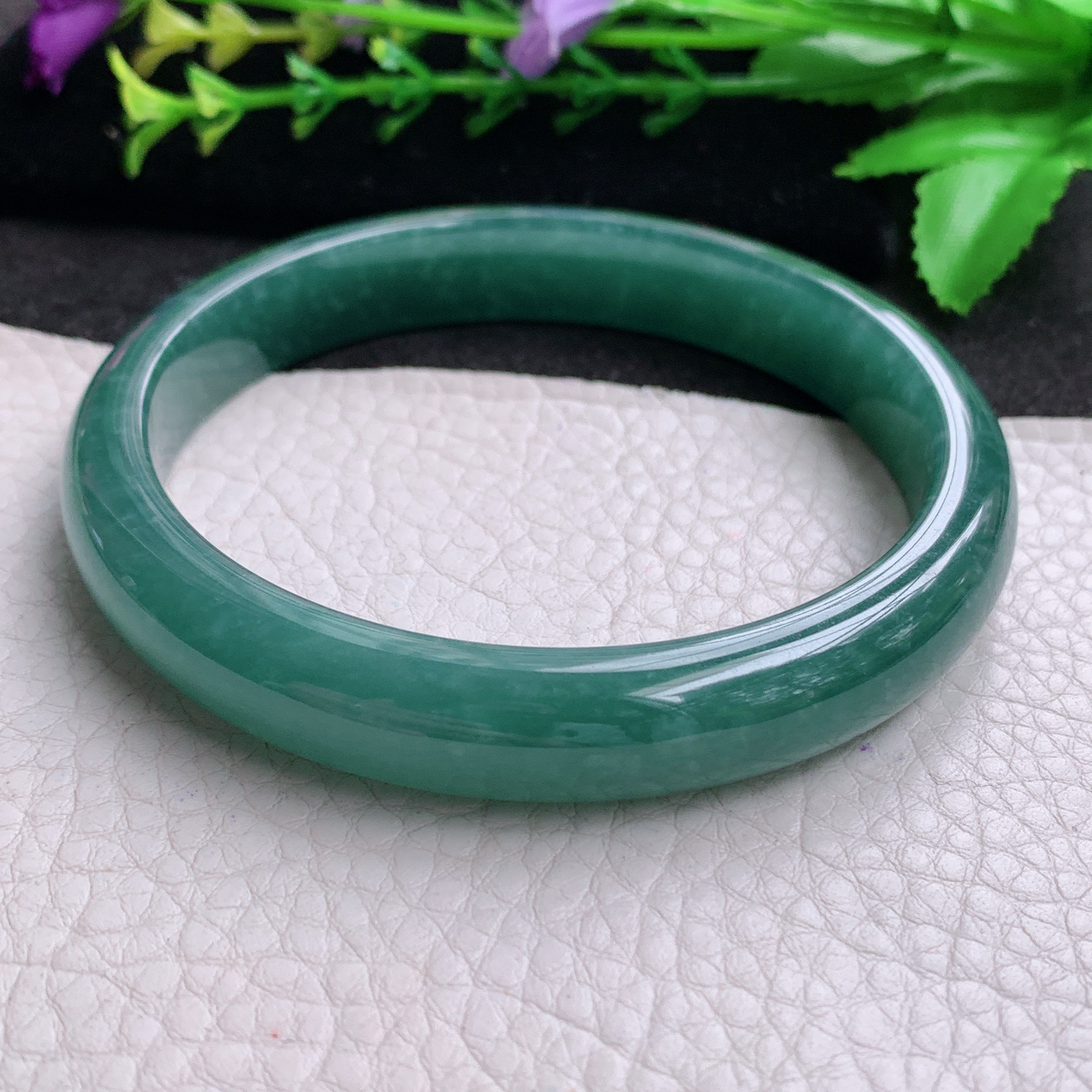 ss大圈口66.5*12*8平安镯 天然翡翠A货玉手镯蓝韵宽边玉手环