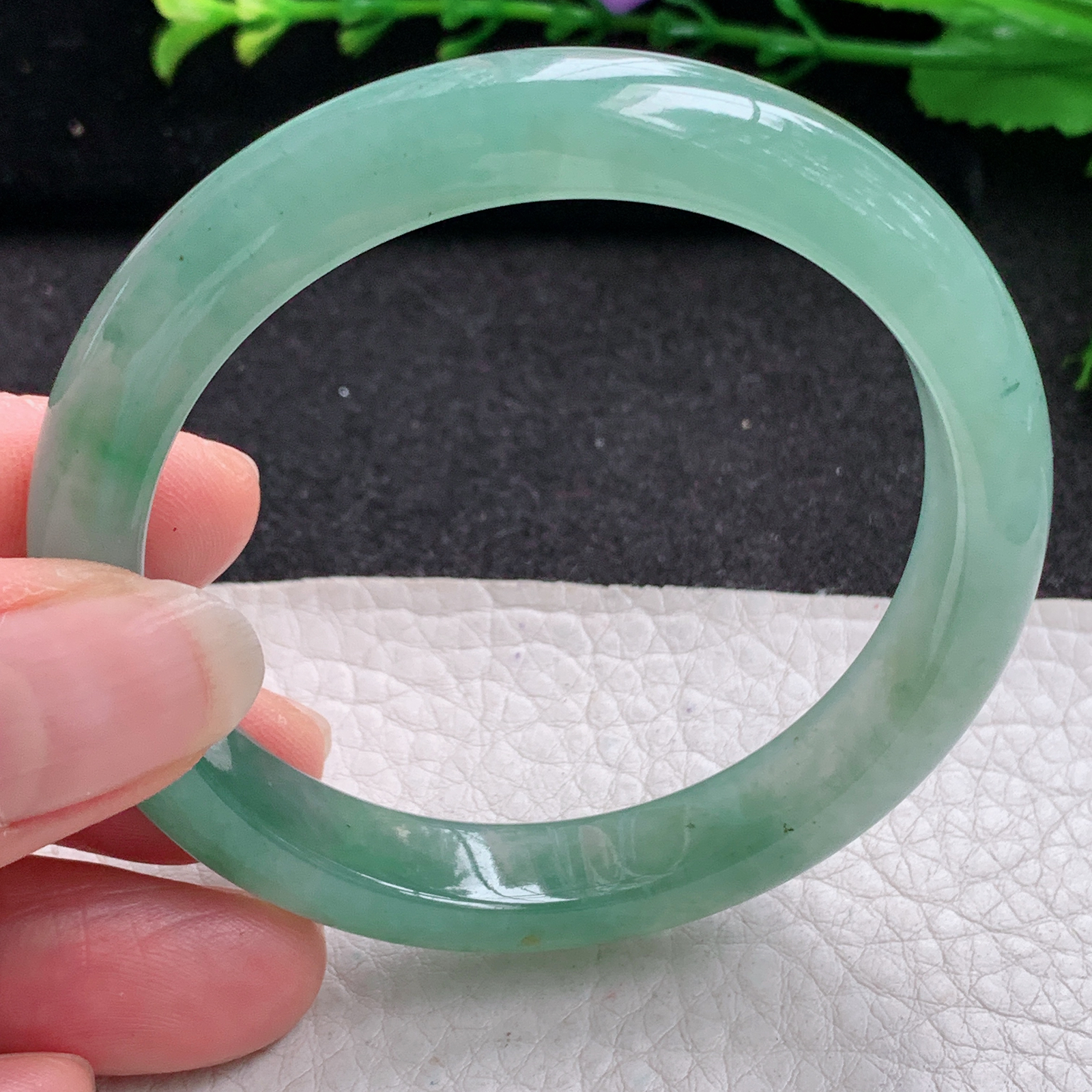 ax实拍53*10.5*7.4平安镯 天然缅甸翡翠A货玉手镯冰绿宽边玉手环