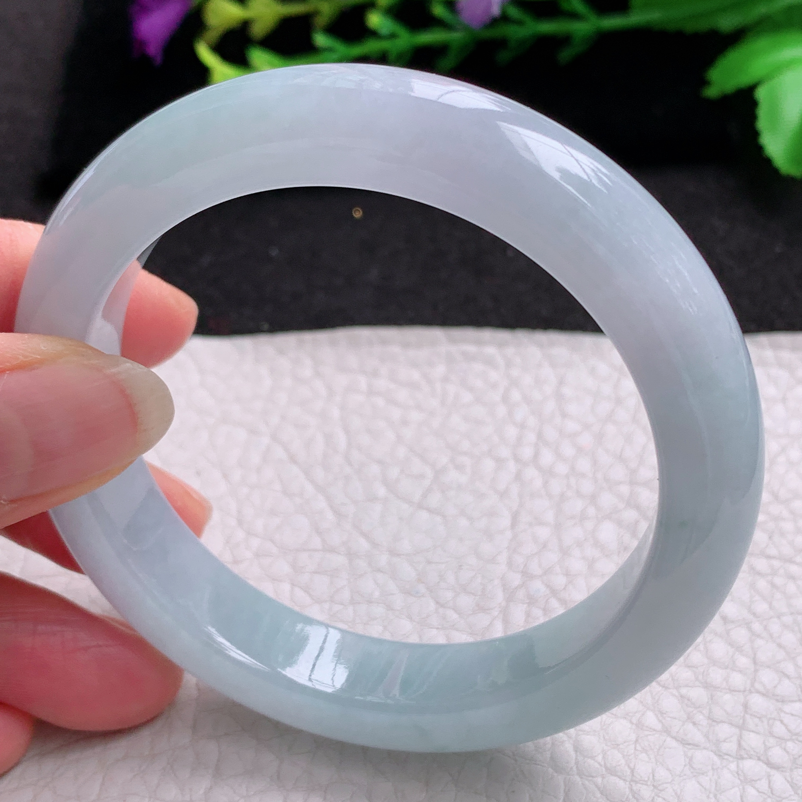 r清爽款58.5*12.3*9.3平安镯 天然缅甸翡翠A货玉手镯白月光宽边玉手环