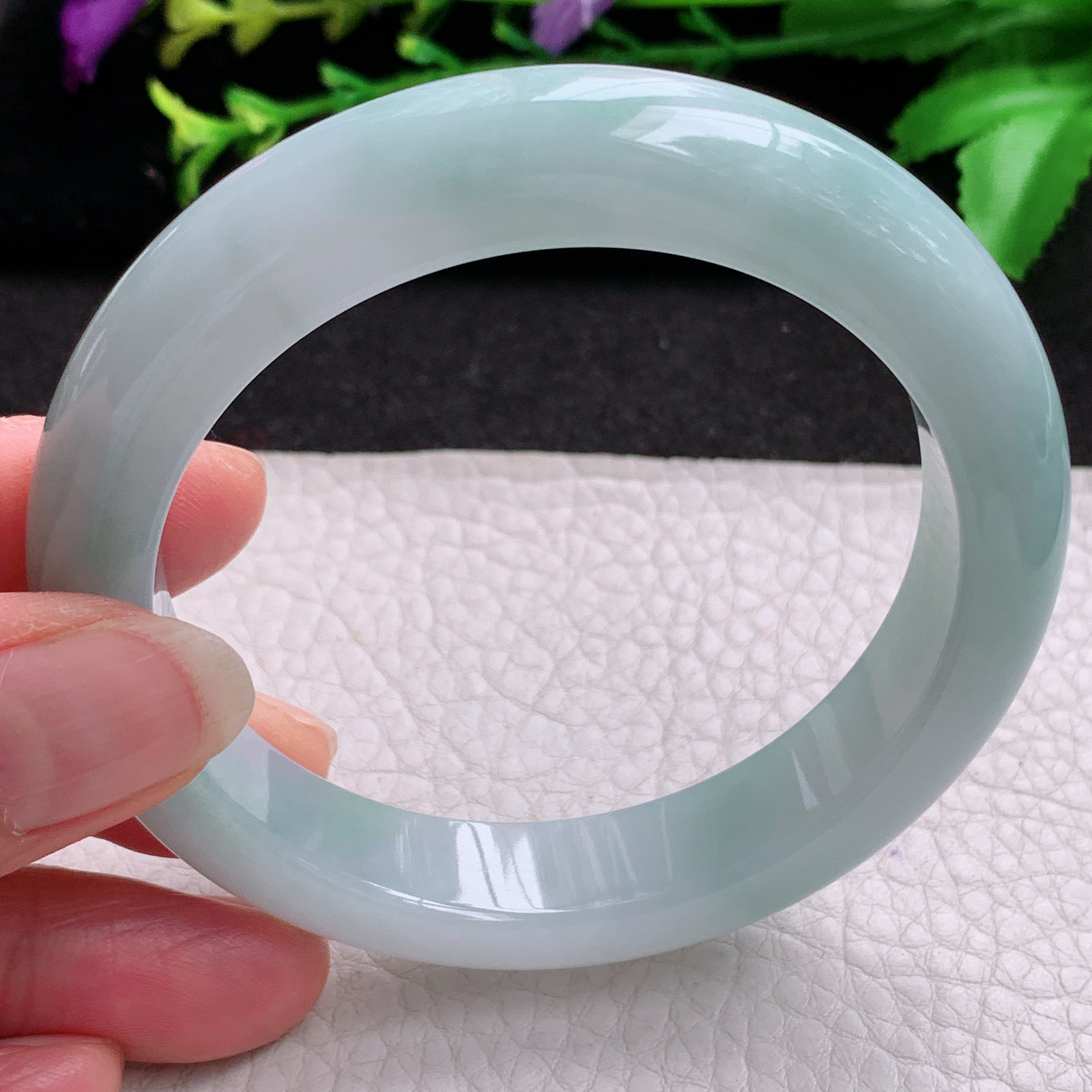 Ss实拍57.8*12.5*9平安镯 天然缅甸翡翠A货玉手镯胶感清新宽边玉手环