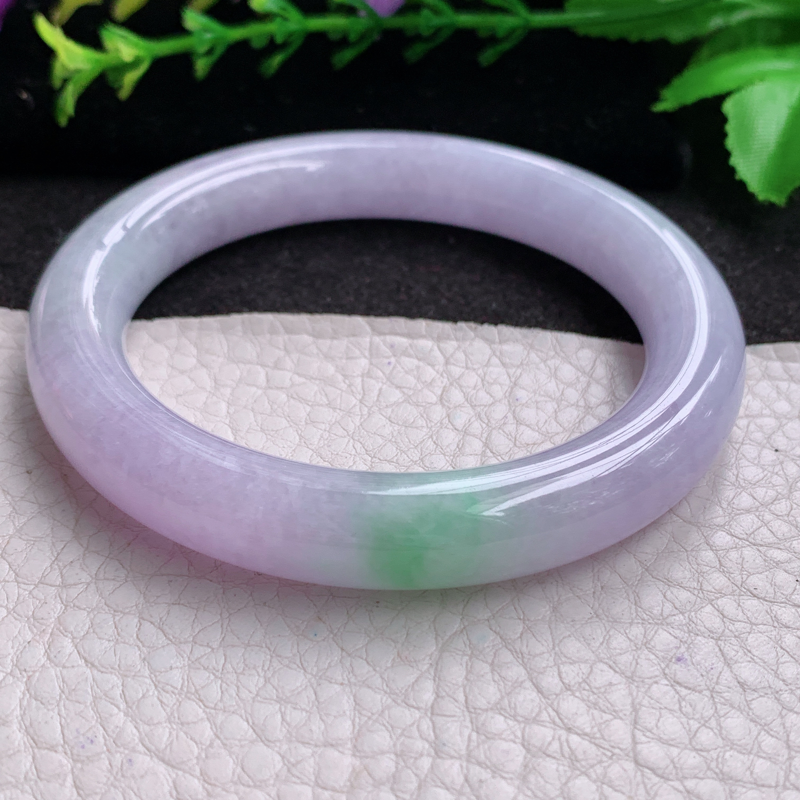 ss甜美款56.5*10.8*10.3美人镯 天然缅甸翡翠A货玉手镯春带彩圆条玉手环