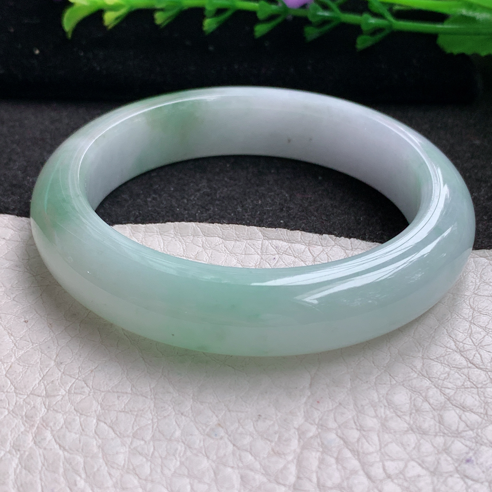 yw实拍53.5*12.5*9平安镯 天然缅甸翡翠A货玉手镯飘花宽边玉手环