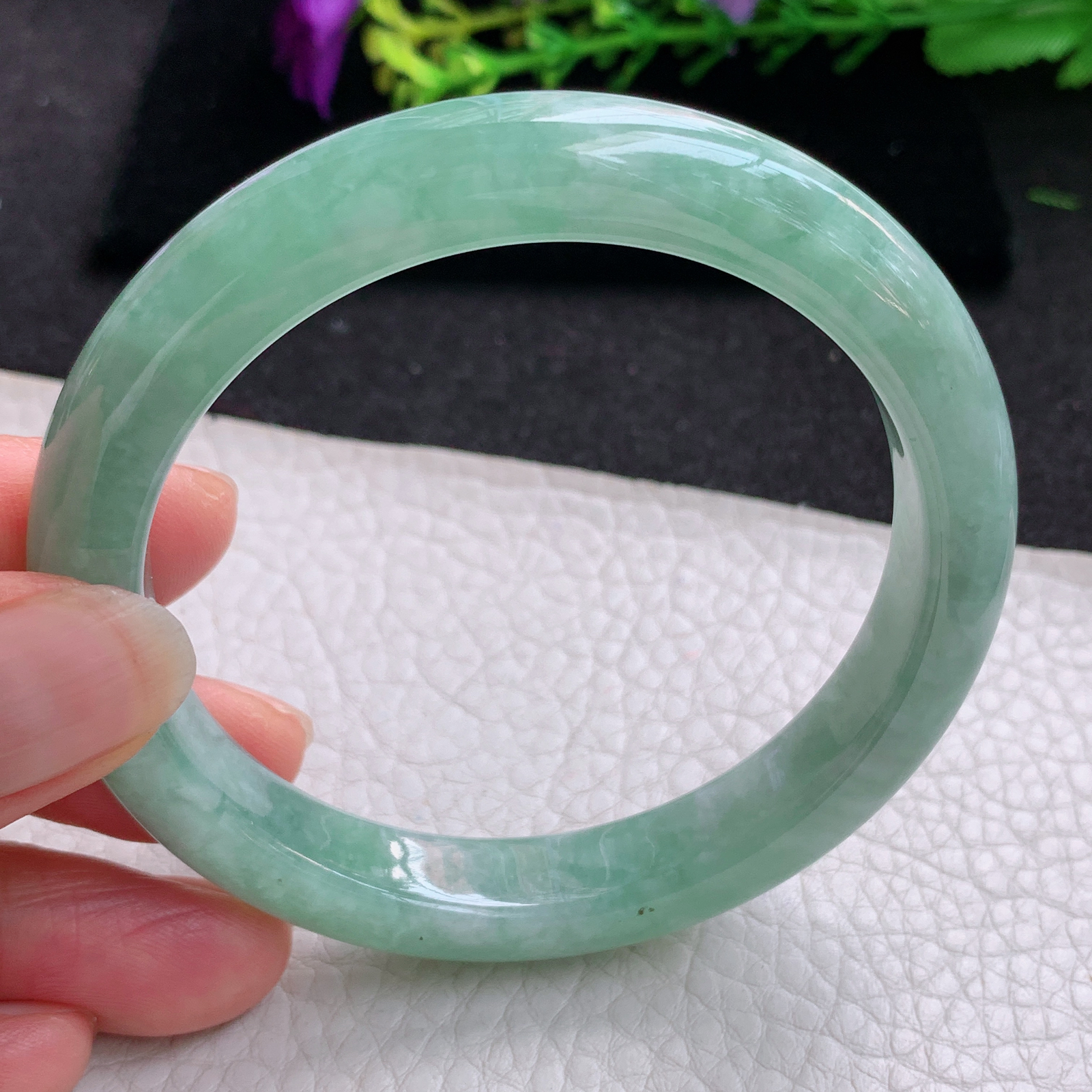 n实拍57*10.6*8.5平安镯 天然缅甸翡翠A货玉手镯水润满绿宽边玉手环