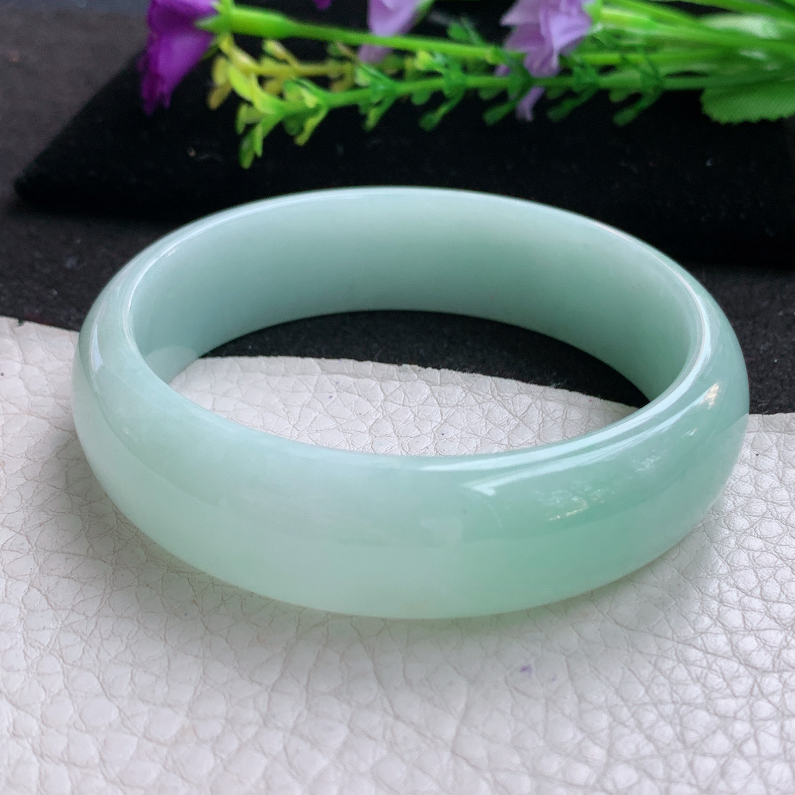 nr实拍58.5*16.8轮胎镯 天然缅甸翡翠A货玉手镯甜绿大气宽边玉手环