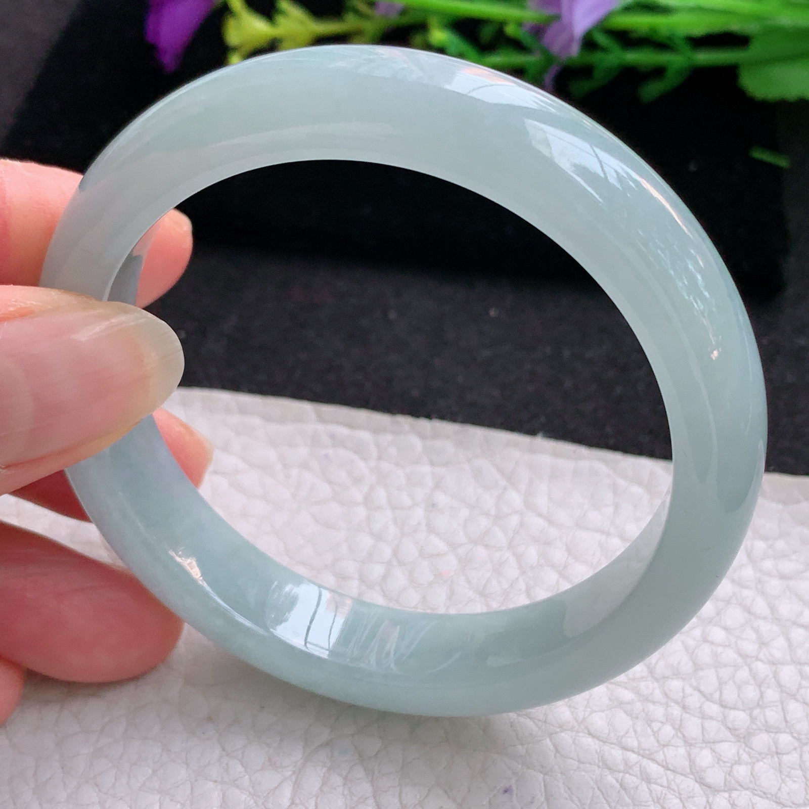 nr实拍55*12*7.7平安镯 天然缅甸翡翠A货玉手镯纯美冰晴宽边玉手环