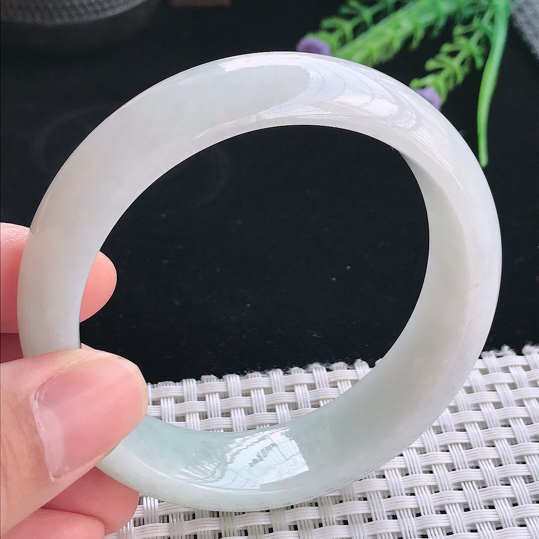 实拍天然翡翠58.5/17.2/8.5轮胎镯老坑冰润宽边手镯翡翠玉镯手环