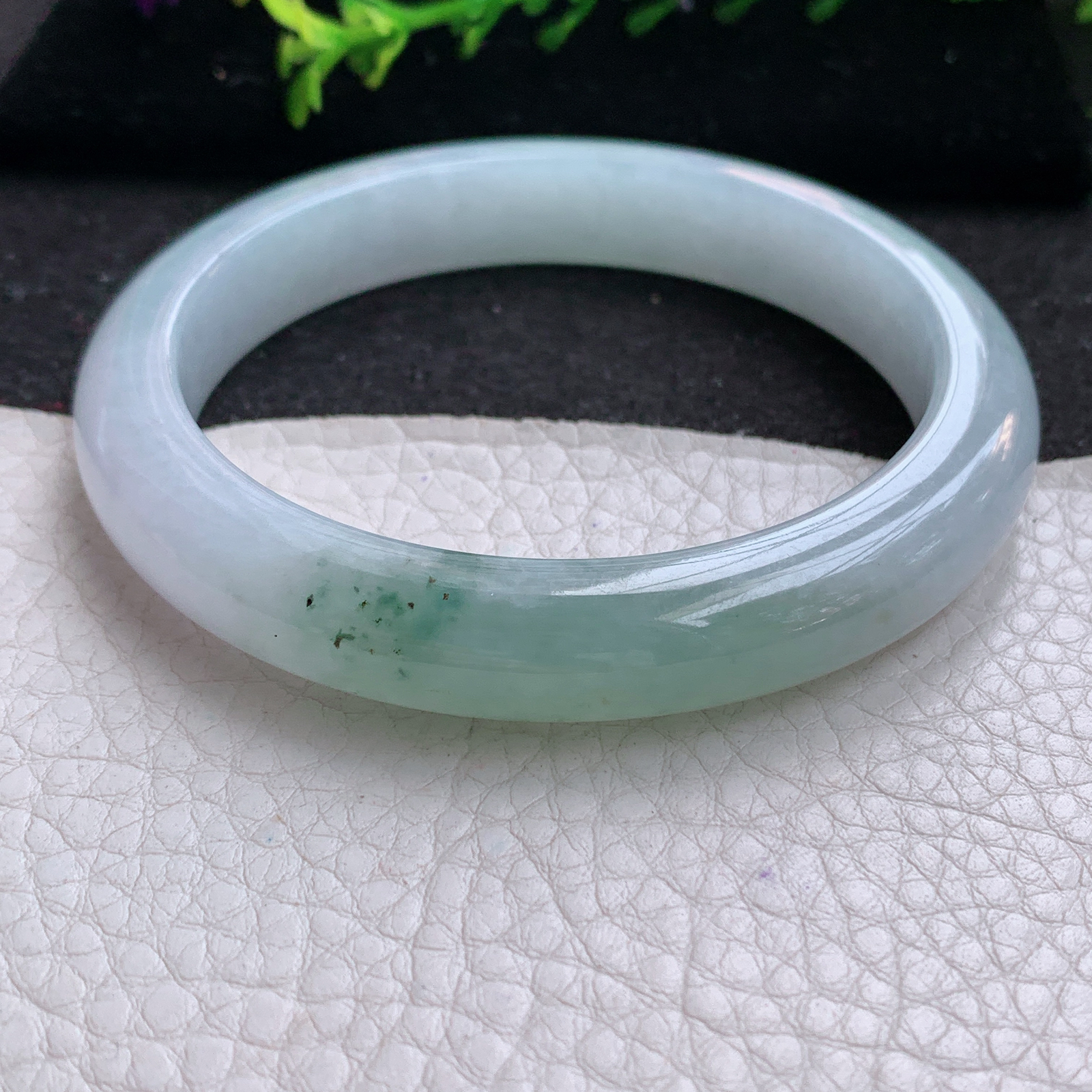 js大圈口60*11*8.6平安镯 天然缅甸翡翠A货玉手镯冰飘花宽边玉手环