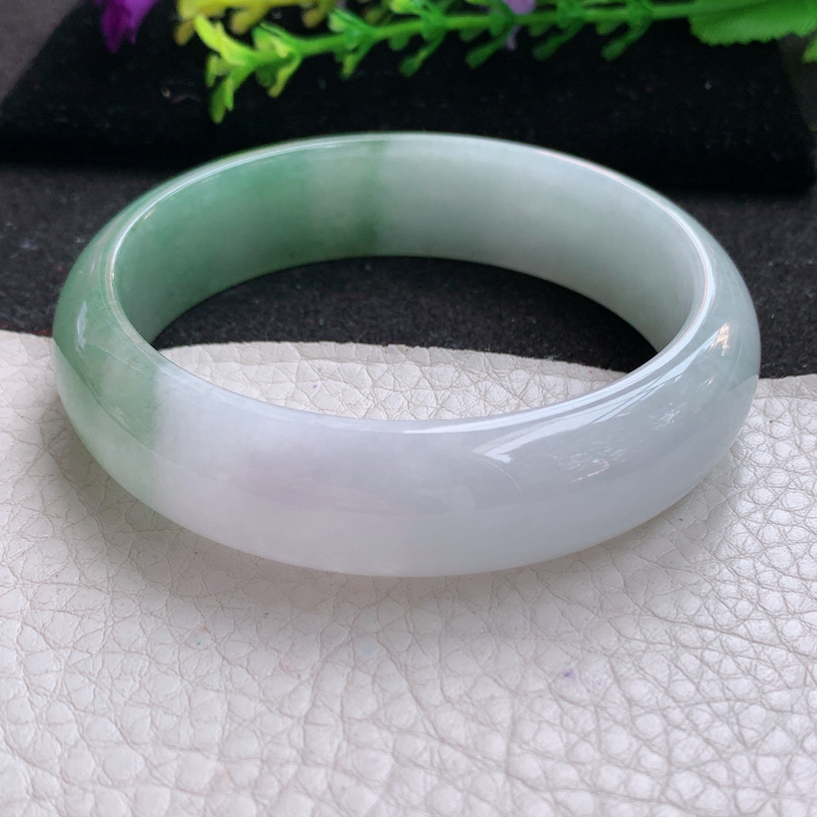 js实拍59*16*7.5招财轮胎镯 天然缅甸翡翠A货玉手镯半山水宽边玉手环