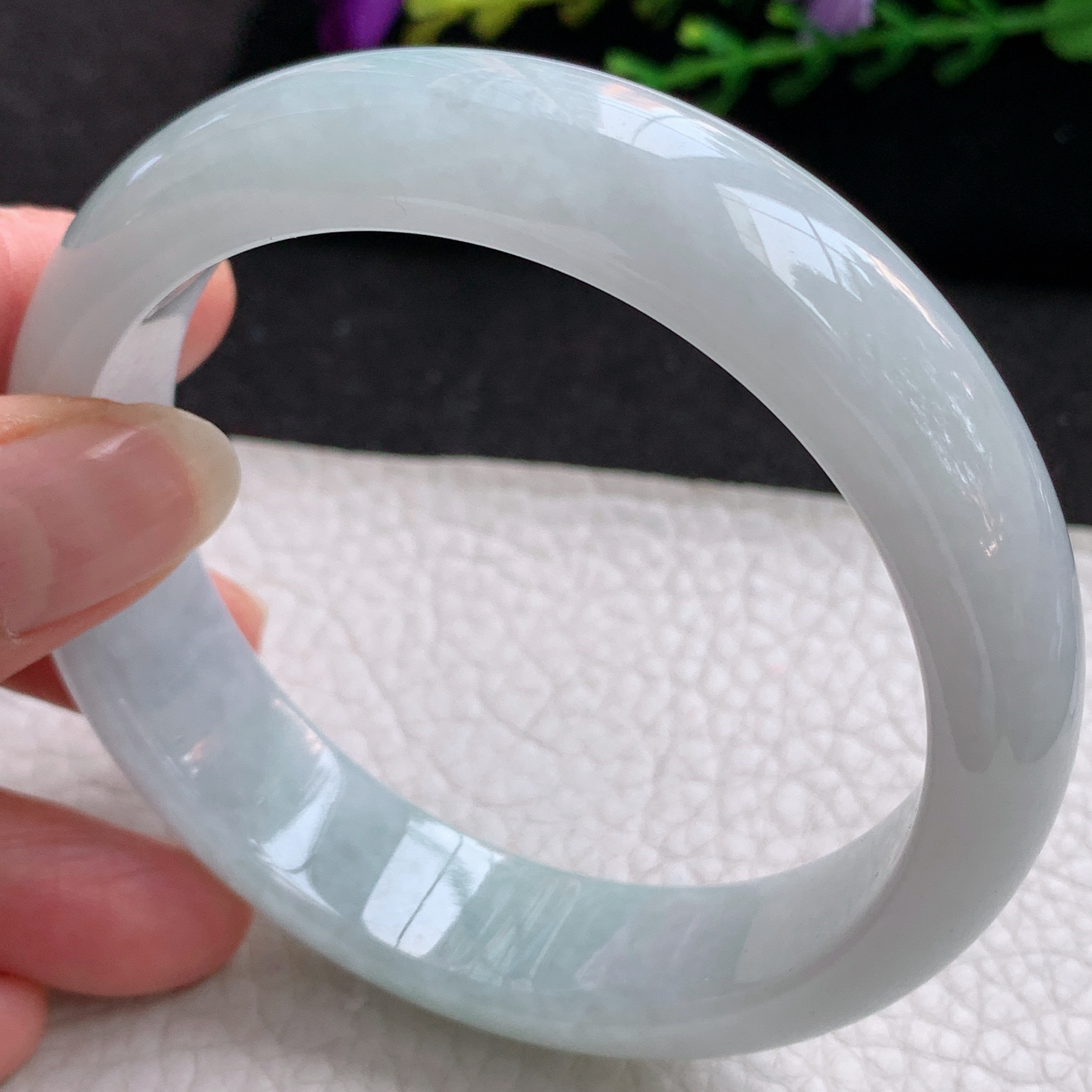 nr大圈口62*12.8*8.5平安镯 天然缅甸翡翠A货玉手镯纯美大气宽边玉手环