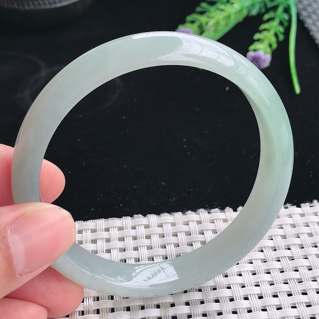 实拍天然翡翠60/12.5/7老坑冰胶水灵冰晴手镯翡翠玉镯手环