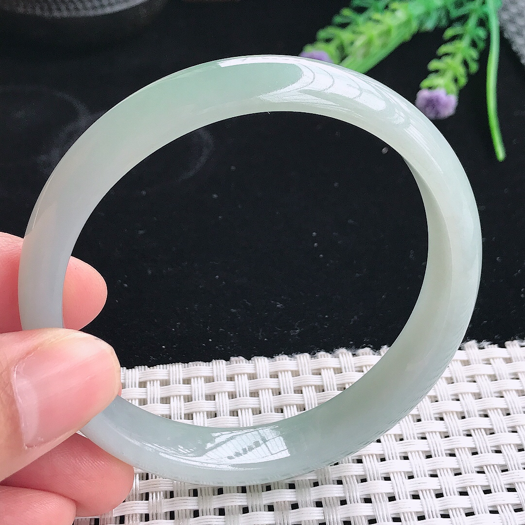 实拍天然翡翠60/12.5/7老坑冰胶水灵冰晴手镯翡翠玉镯手环