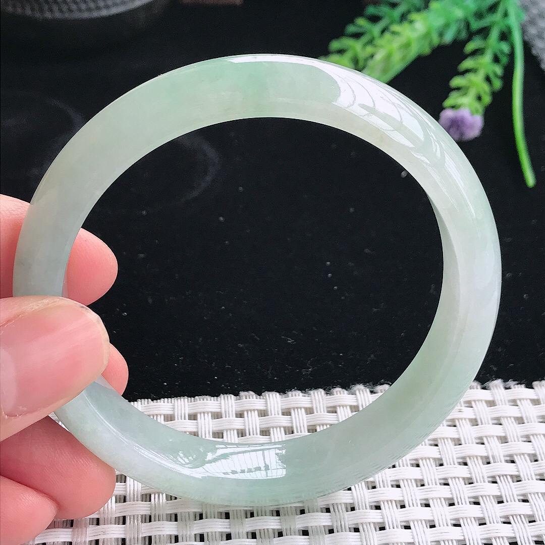 实拍天然翡翠58/11.8/7.7老坑冰胶水灵冰晴手镯翡翠玉镯手环