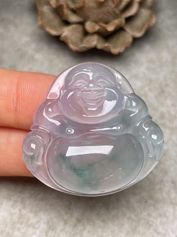 冰种飘花【佛公】吊坠，种水好，玉质细腻 ，卖相好