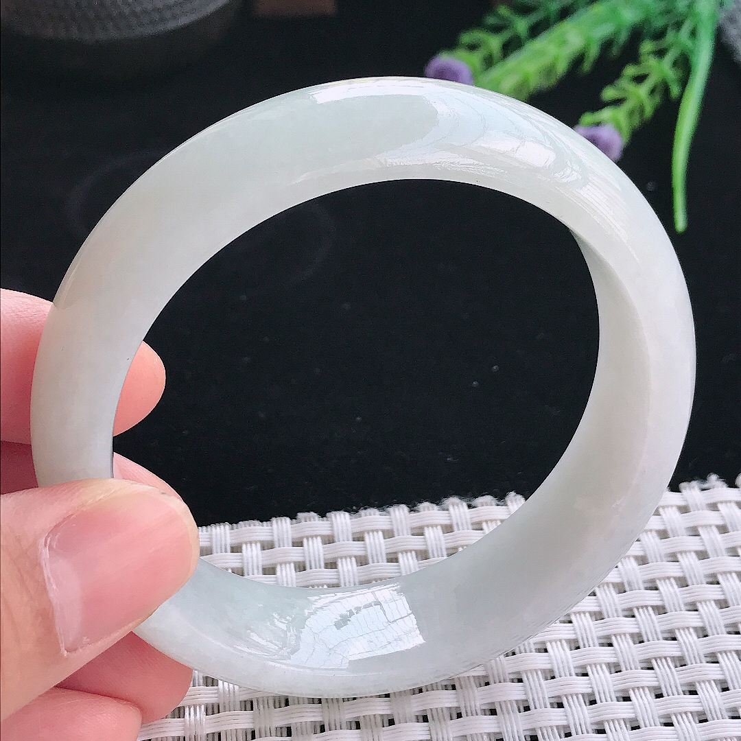 实拍天然翡翠58.5/17.2/8.5轮胎镯老坑冰润宽边手镯翡翠玉镯手环