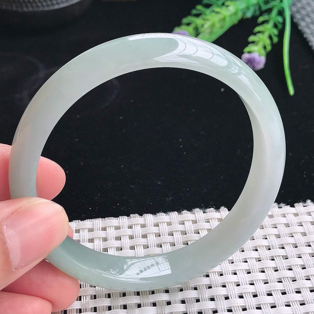 实拍天然翡翠60/12.5/7老坑冰胶水灵冰晴手镯翡翠玉镯手环