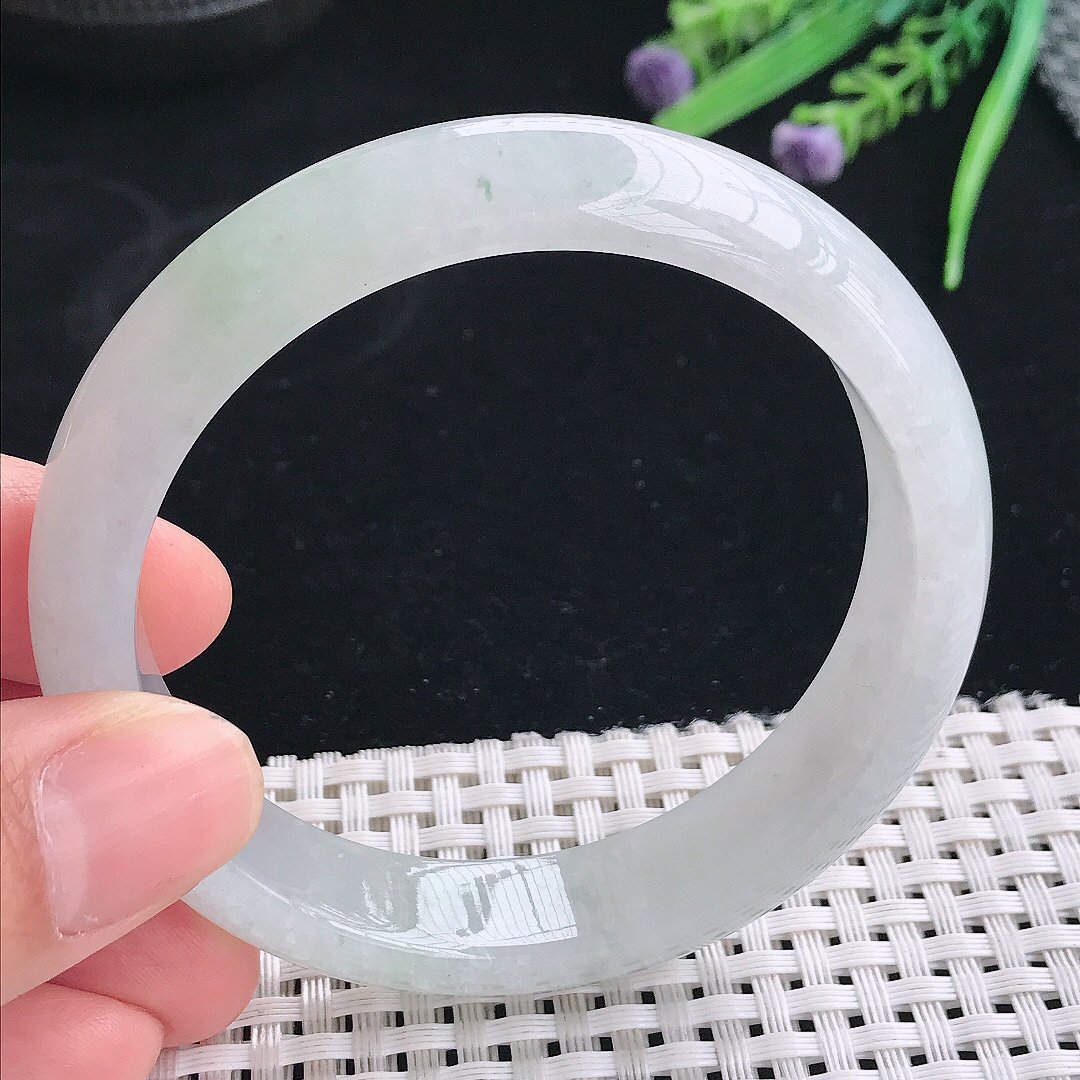 实拍天然翡翠57.5/13.3/7.8老坑冰胶果冻晴底手镯翡翠玉镯手环