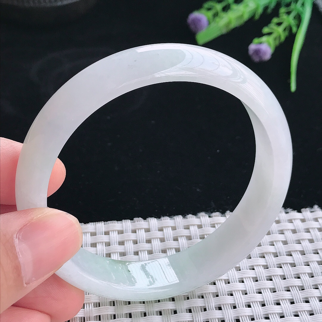 实拍天然翡翠58/13.6/7老坑冰润水灵宽边手镯翡翠玉镯手环